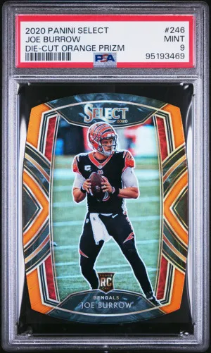2020 Panini Select Joe Burrow Die-Cut Orange Prizm back