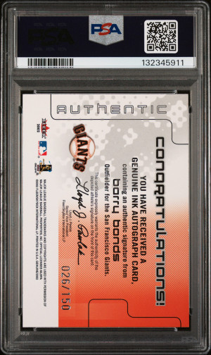 2002 Fleer Genuine Genuine Ink Barry Bonds Genuine Ink PSA 8 back