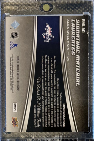 Alexander Ovechkin 2015-16 Ultimate Signature Material Laureates /15 back