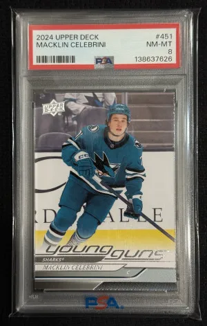 Macklin Celebrini YG Young Guns #451 PSA 8 front