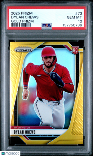 2025 Panini Prizm Dylan Crews #73 Gold PSA 10 front