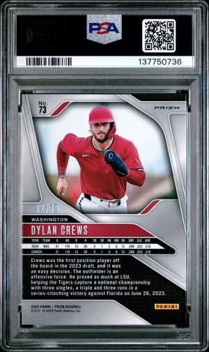 2025 Panini Prizm Dylan Crews #73 Gold PSA 10 back