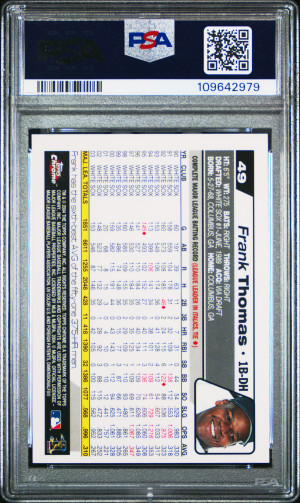 2004 Topps Chrome Frank Thomas Gold Refractor Psa 8 back