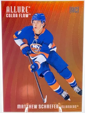 2025-26 Allure Hockey Matthew Schaefer Color Flow Red-Orange Islanders RC front