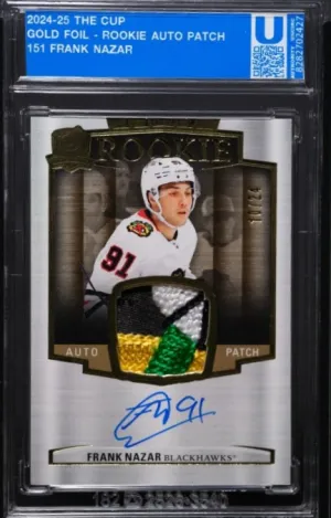 2024-25 Upper Deck The Cup Frank Nazar RC Base Rookie Auto Patch Gold Foil 10/24 front