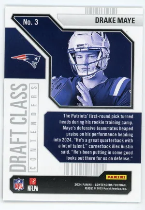 2024 Contenders #3 Drake Maye Draft Class Red back