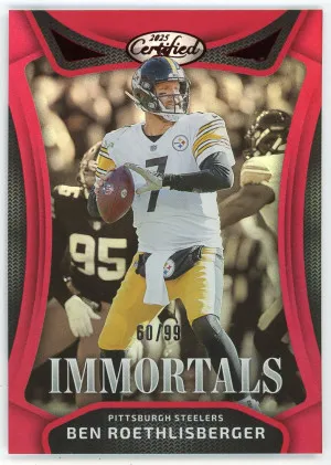 2025 Certified Ben Roethlisberger Immortals Mirror Red 60/99 #IM-BRR front