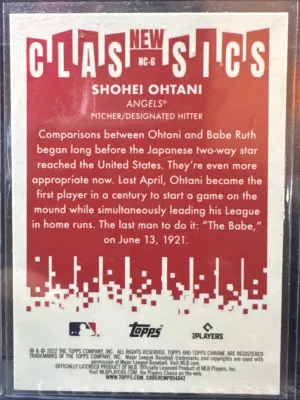 2022 Topps Chrome Shohei Ohtani New Classics Insert NC-6 Los Angeles Angels back