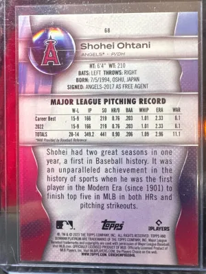 2023 Bowman Platinum Shohei Ohtani #68 Los Angeles Angels back
