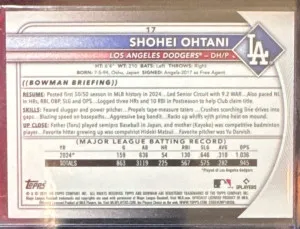 2025 Bowman Shohei Ohtani #17   -   Los Angeles Dodgers   -  "4 Time MVP" back