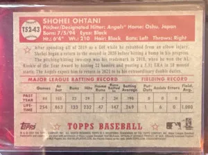 2021 Topps 1952 Redux - Shohei Ohtani #T52-43 Los Angeles Angels back