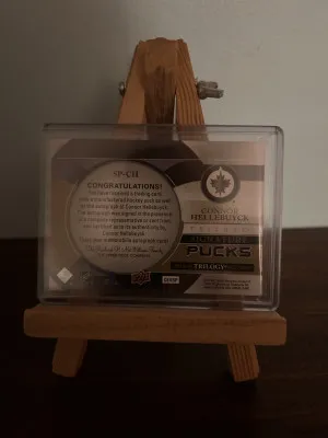 2018-19 Trilogy Connor Hellebuyck Signature Pucks Gold Auto (17/19) #SP-CH back