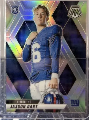 2025 Mosaic Jaxson Dart True Silver Variation Prizm Rookie - Giants #288 (RC) front