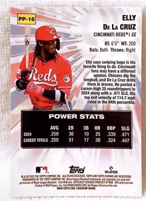 2025 Elly De La Cruz Topps Chrome Power Players Cincinnati Reds #PP-10 back