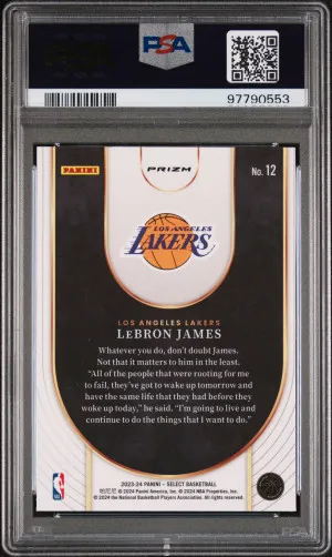 LeBron James 2023-24 Select #12 Neon Icon Tectonic Prizm PSA 10 - Lakers [BLISS] back