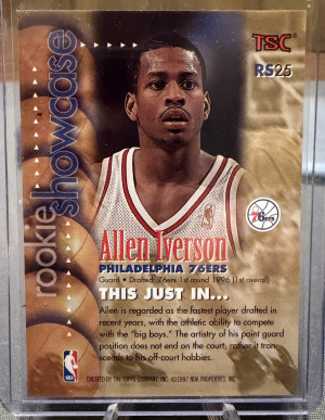 1996-97 Stadium Club Allen Iverson Rookie Showcase RC #RS25 76ers back