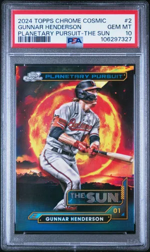 2024 Topps Chrome Cosmic Planetary Pursuit Gunnar Henderson Planetary Pursuit-The Sun front