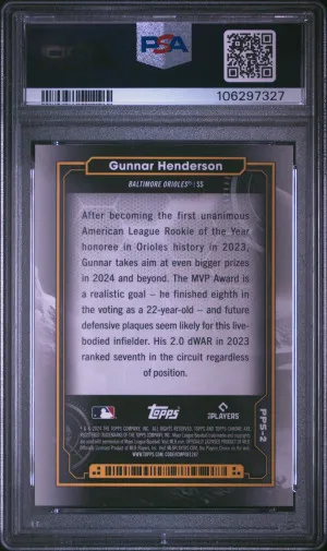 2024 Topps Chrome Cosmic Planetary Pursuit Gunnar Henderson Planetary Pursuit-The Sun back
