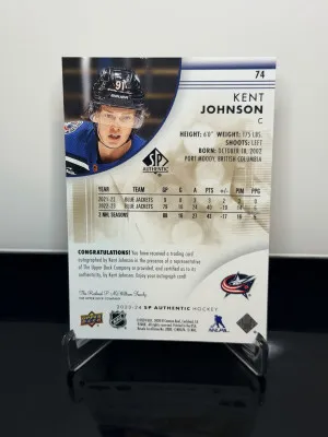 2023-24 SP Authentic Limited Auto Black- Kent Johnson back
