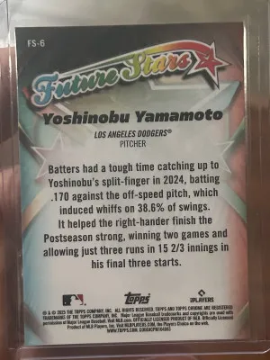 25 Topps Chrome Future Stars /99 Yoshinobu Yamamoto back