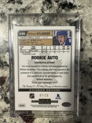 2016-17 UD OPC Platinum William Nylander Orange Auto /15 Rookie RC back
