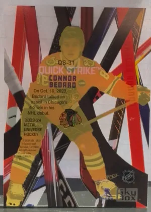 Connor Bedard (RY) SSP 2023 SkyBox Metal Universe Quick Strike: #QS-31 back