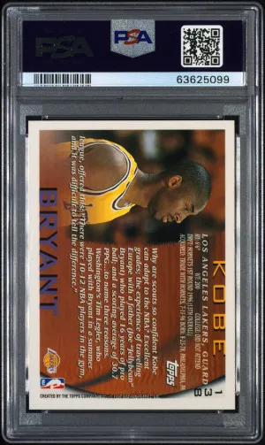 1996 Topps Kobe Bryant back