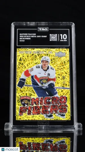 2024 SkyBox Metal Universe Matthew Tkachuk #24MF Microfibers Gold 04/10 TAG 10 front