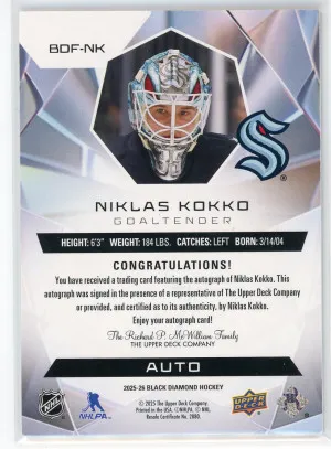 2025-26 Black Diamond Niklas Kokko Futures Autograph 64/99 #BDR-NK back