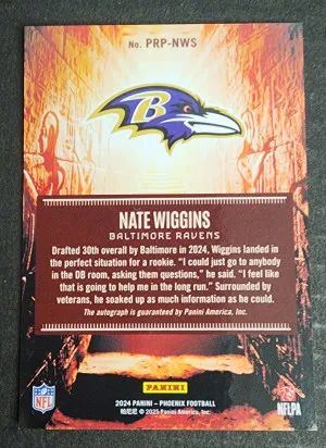 2024 Panini Phoenix Nate Wiggins Phoenician Penmanship Autographed Rookie back