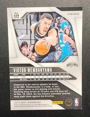 2024-25 Panini Prizm Victor Wembanyama Cracked Ice Varient back