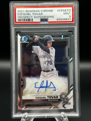 2021 Bowman Chrome Prospect Autographs Ezequiel Tovar Prospect Autographs front
