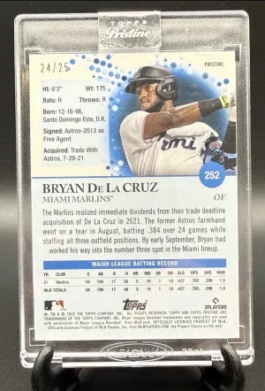2022 Topps Pristine #252 Bryan De La Cruz Pristine Orange Refractor #/25 back