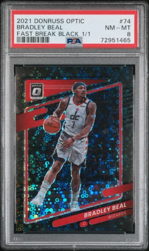 2021 Panini Donruss Optic Bradley Beal Fast Break Black 1/1 PSA 8 front