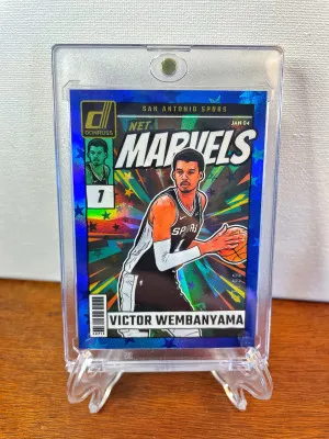 2024-25 Panini Donruss VICTOR WEMBANYAMA Net Marvels Blue Stars /99 Spurs SP #21 front