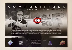 2025 Upper Deck Series 1 Compositions Lane Hutson Rookie back