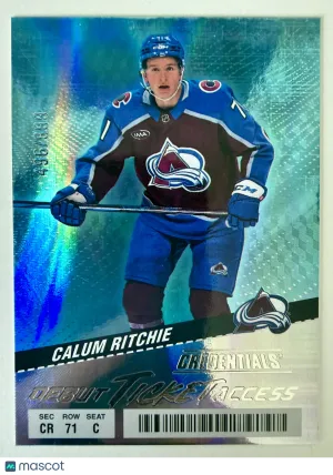 2024 Upper Deck Credentials Debut Ticket Access Calum Ritchie Rookie 496/999 front