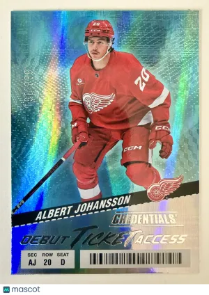 2025 Upper Deck Credentials Debut Ticket Access Albert Johansson Rookie /999 front