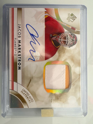 Jacob Markstrom, 2023-24 SP Authentic, Limited Auto Material /100 front