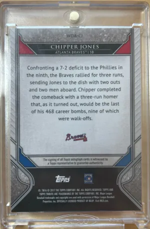 Chipper Jones 2017 Topps Certified Autograph Issue Final Jack /50 WOA-CJ back