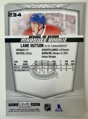 2025 O-Pee-Chee Platinum Lane Hutson Rookie back