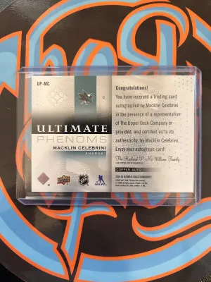 Macklin Celebrini Bronze Rookie Ultimate Phenoms Auto back