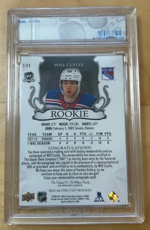 2023-24 The Cup Will Cuylle Rookie Patch Auto /249 back