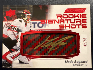 Mads Sogaard, 2023-24 Engrained, Rookie Signature Shots, Red /99 front