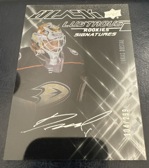 Lukas Dostal, 2022-23 SPx Hockey, Black Lustrous Rookie Signatures /299 front