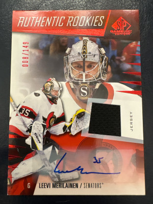 Leevi Merilainen, 2023-24 SP Game Used, Authentic Rookies Jersey Auto /149 front