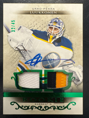 Ukko-Pekka Luukkonen, 2021-22 Artifacts, Rookie Jersey Patch Auto /45 front