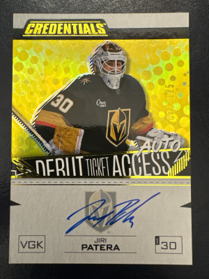 Jiri Patera, 2023-24 Credentials, Debut Ticket Access Auto Yellow /125 front