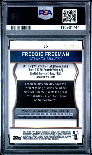 2011 Finest Freddie Freeman Green Refractor back