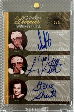 2009-10 OPC Premier Signings Triples Gold Auto /5 Alex Ovechkin Robitaille Shutt front